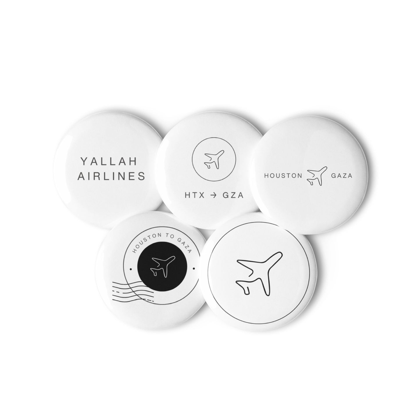 Houston to Gaza Pin Buttons Set