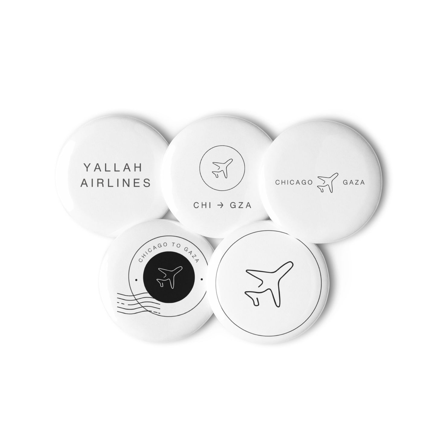 Chicago to Gaza Pin Buttons Set