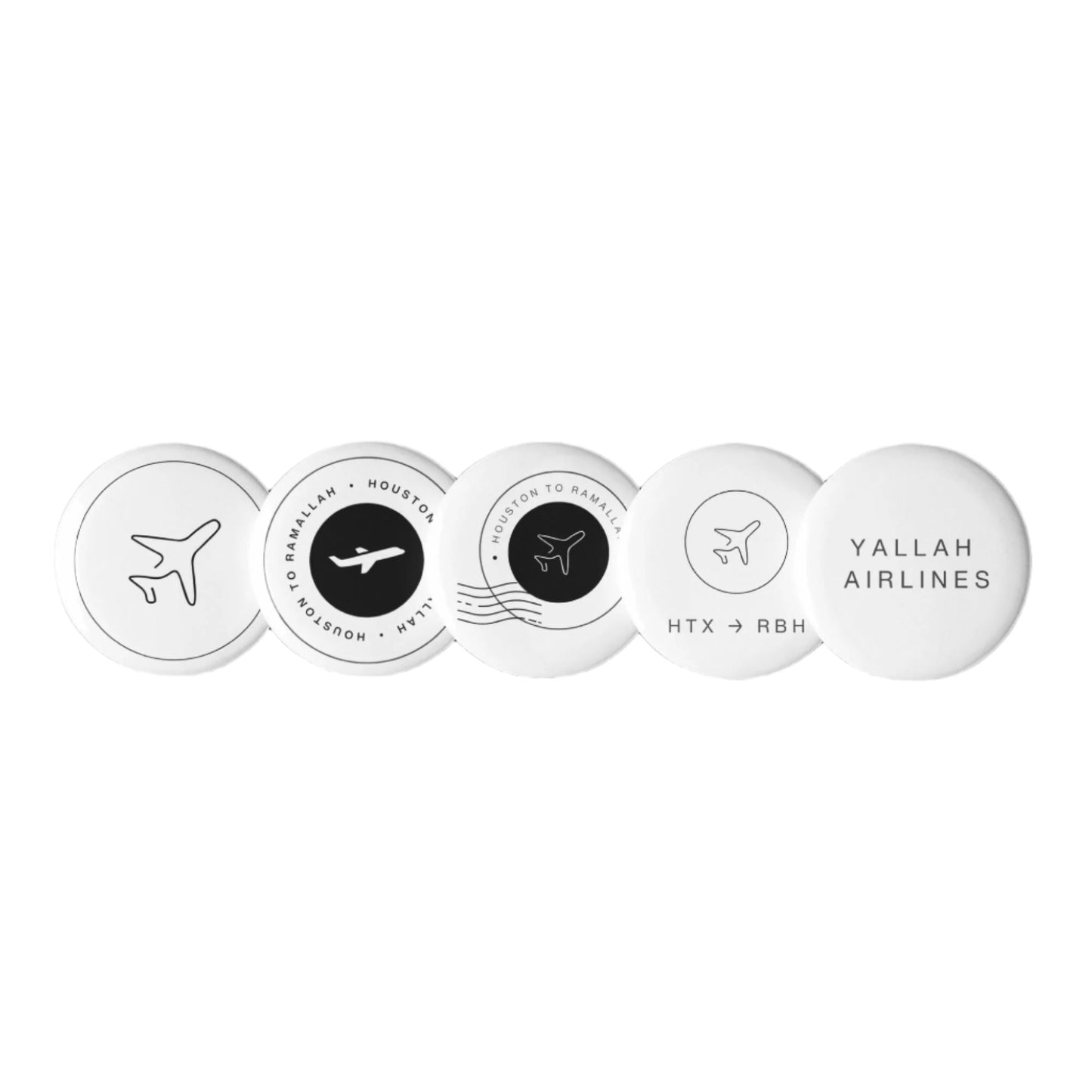 Houston to Ramallah Pin Buttons Set
