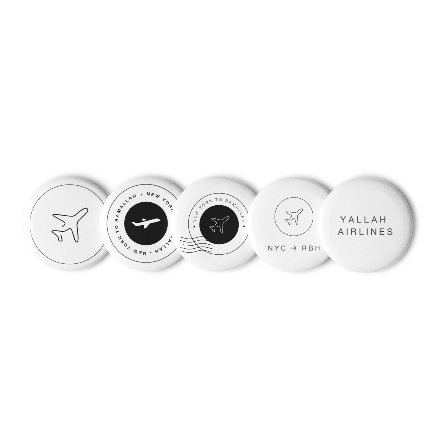New York to Ramallah Pin Buttons Set