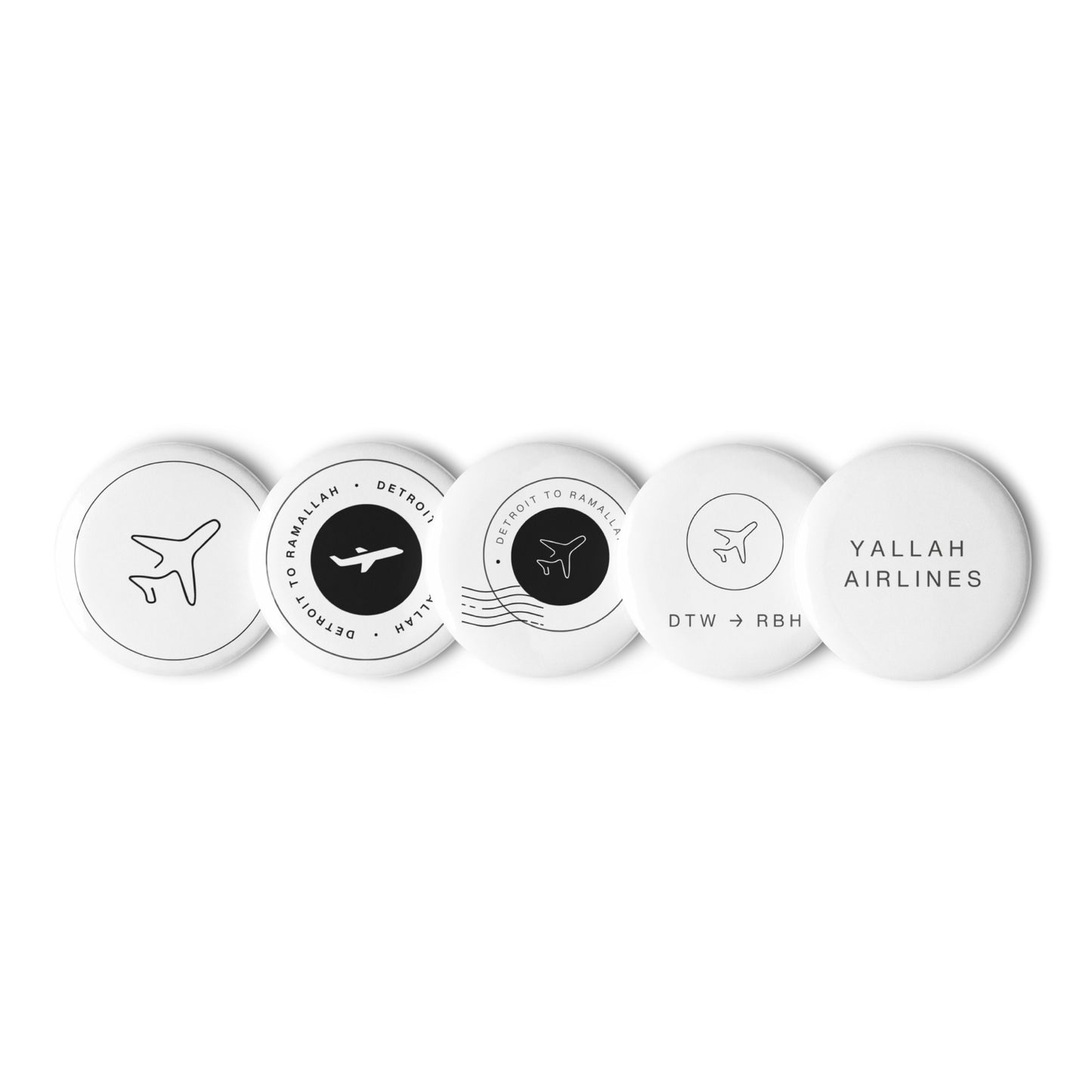 Detroit to Ramallah Pin Buttons Set