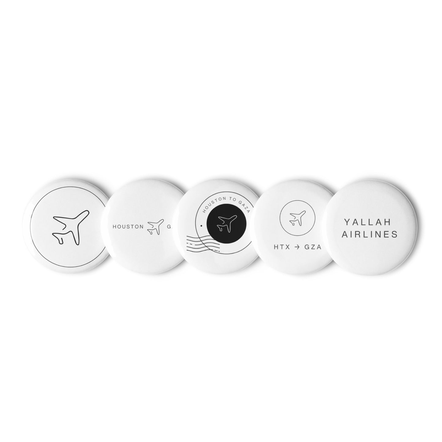 Houston to Gaza Pin Buttons Set