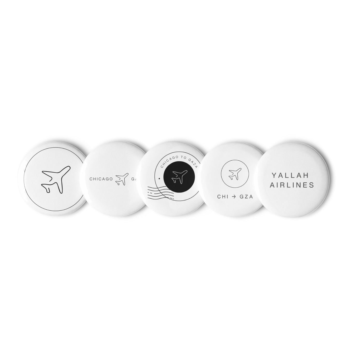Chicago to Gaza Pin Buttons Set